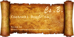 Csetneki Bogáta névjegykártya